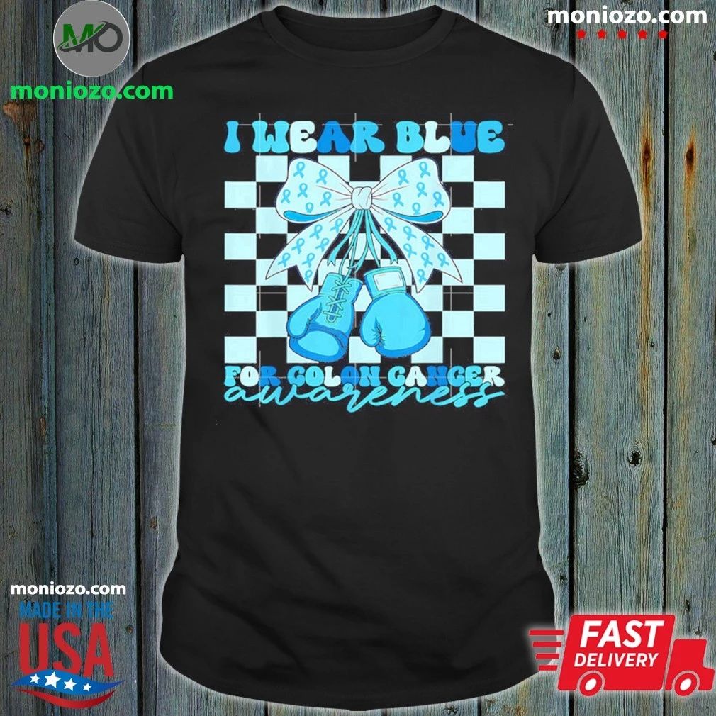 Original I Wear Blue for Colon Awareness Coquette Boxing Gloves Shirt Unisex