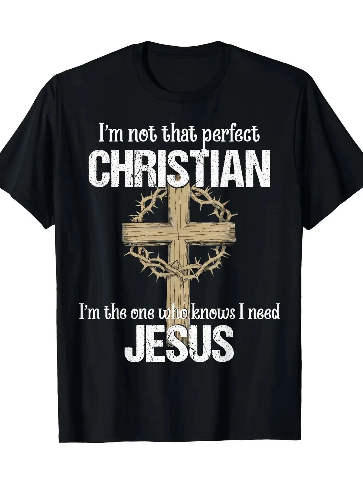 "I'm Not That Perfect" Christian Graphic Tee with Cross Design - 100% Cotton Unisex