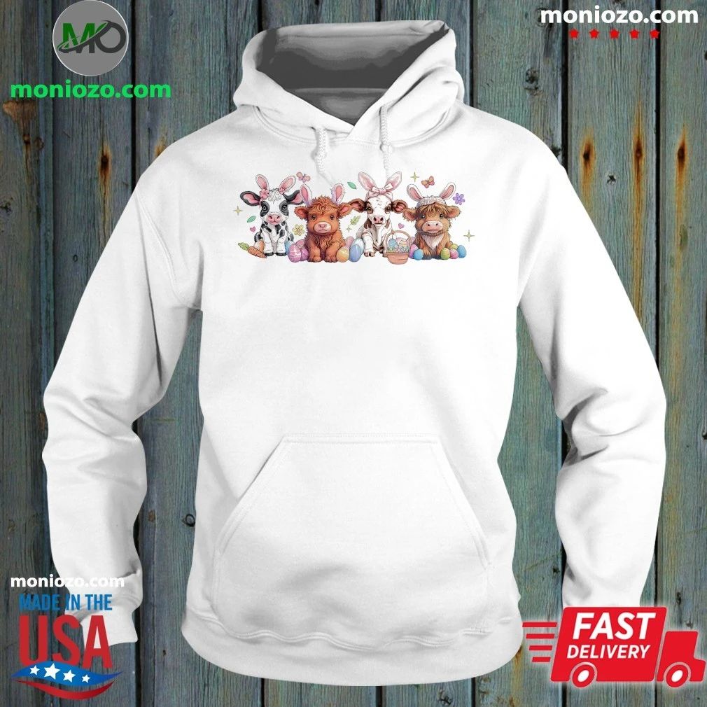 Original Cute Easter Cow Bunny Ear Cow Easter Farm Animal Easter Clipart Shirt Unisex