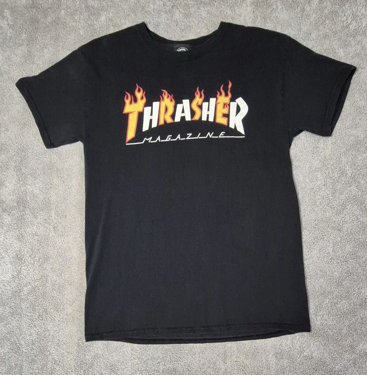 Vintage Y2K Authentic Thrasher Magazine Flame Logo Black Size Med Unisex
