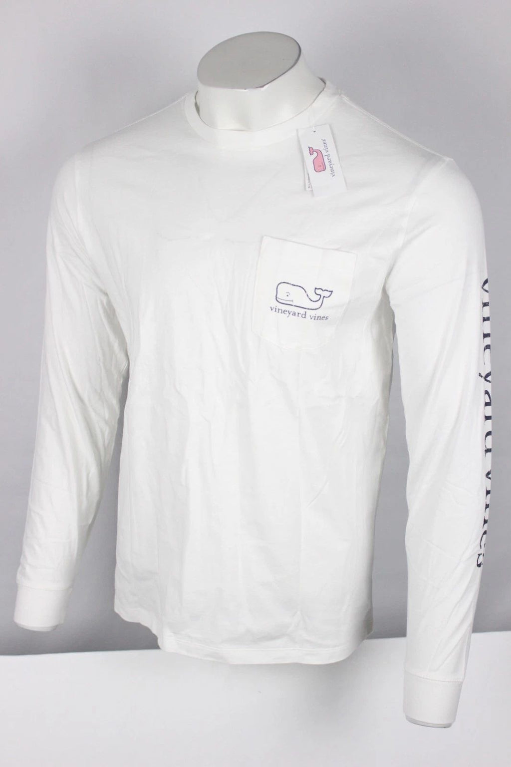 Vineyard Vines Men's Vintage Whale Pocket Tee Long Sleeve White Cap IV0398 Unisex