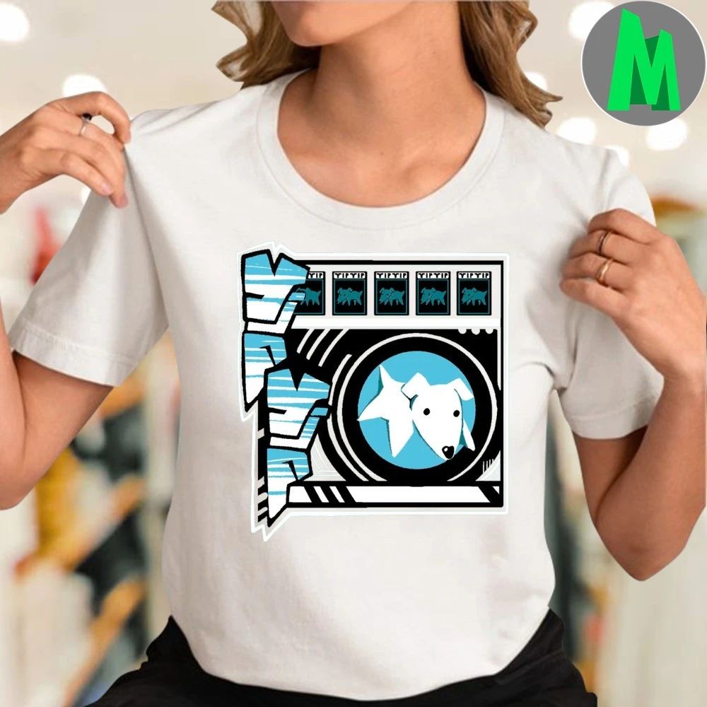 Yip Yip a white dog in a virtual washing machine Shirt Unisex