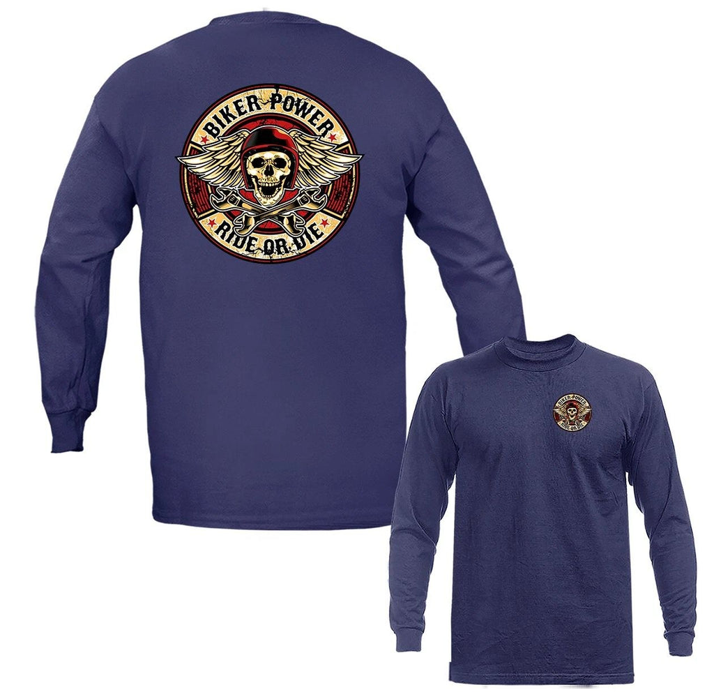 Biker Power Bikers Vintage Classic Custom Motorcycle Graphic Long Sleeve Unisex