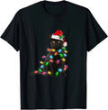 BEST! Cute Black Cat Christmas Light Funny Cat Lover Christmas Tee S-3XL Unisex