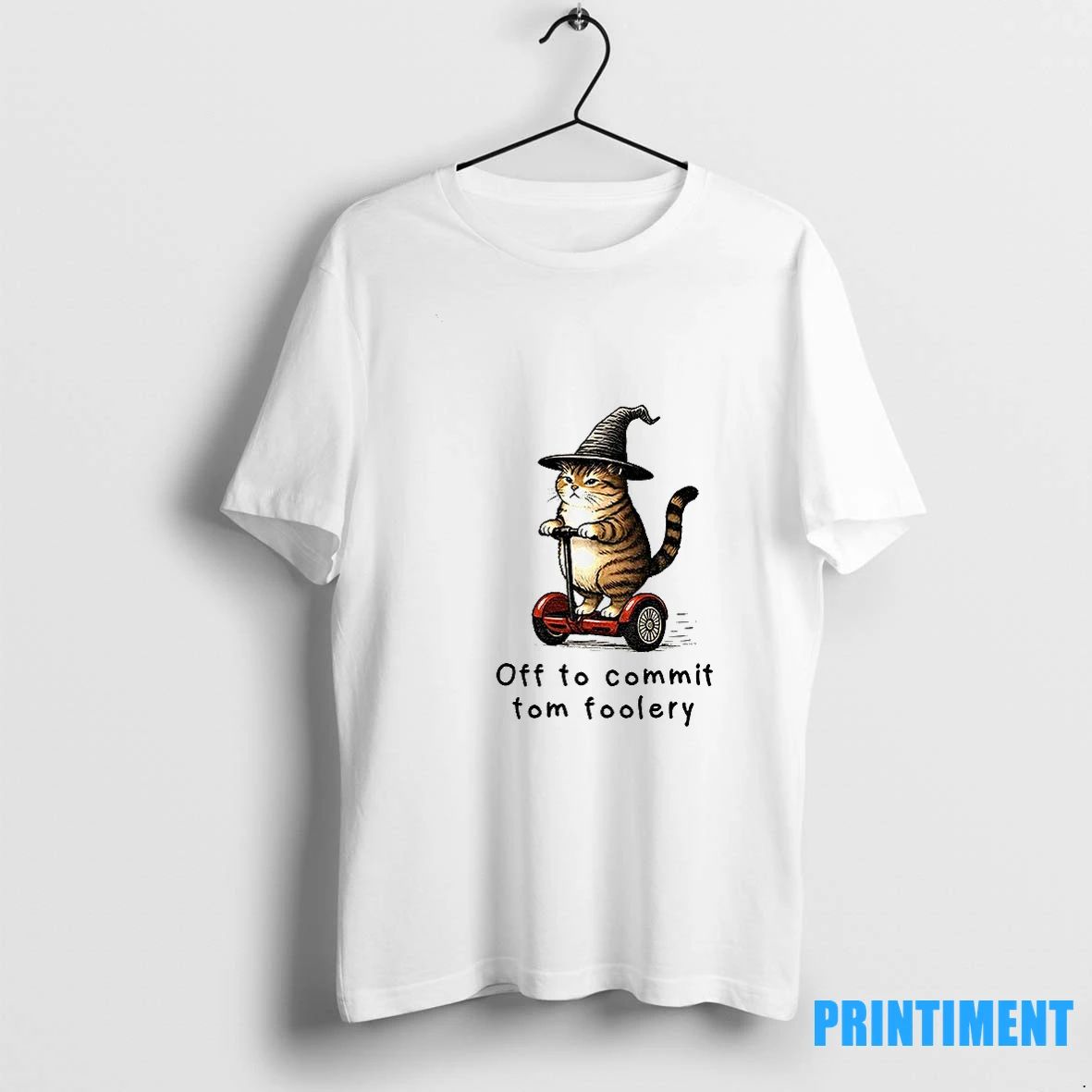 Orange Cat Riding Segway Style Off To Commit Tom Foolery Halloween Tshirts Sweater Unisex