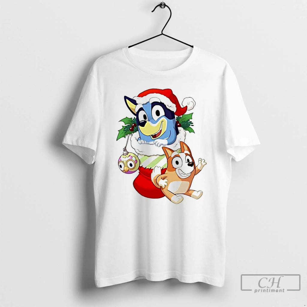 Premium Stocking Stuffer Pups Bingo Bluey Christmas T Shirts Unisex