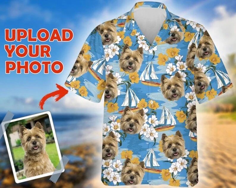 Custom Dog Face Hawaiian Shirt Personalized Pet Photo Dog Lover Gift Unisex