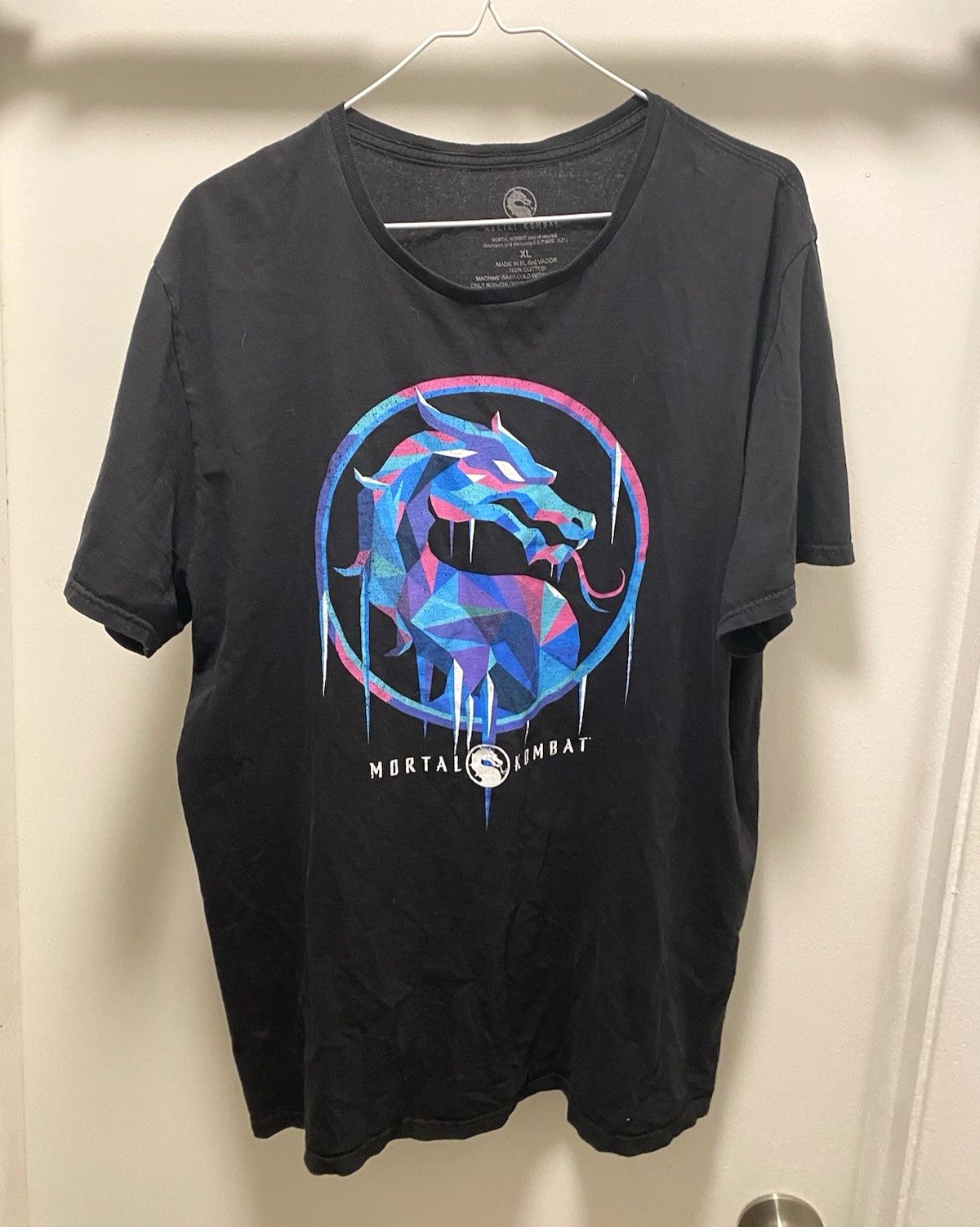 Mortal Kombat Movie Mens Black Sz XL Sub Zero Film Logo Dragon Game Unisex