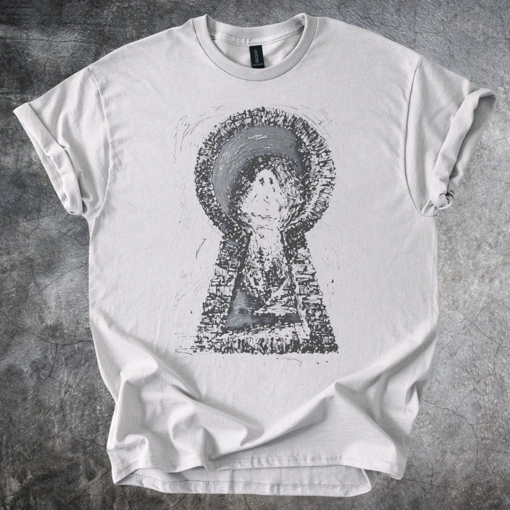 Dark Portal Graphic Tee Mystical Abstract Art Shirt Ice Gray Unisex
