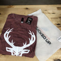 Bucked Up Men’s Flag T Shirt Heather Maroon White Logo Size XL New Unisex