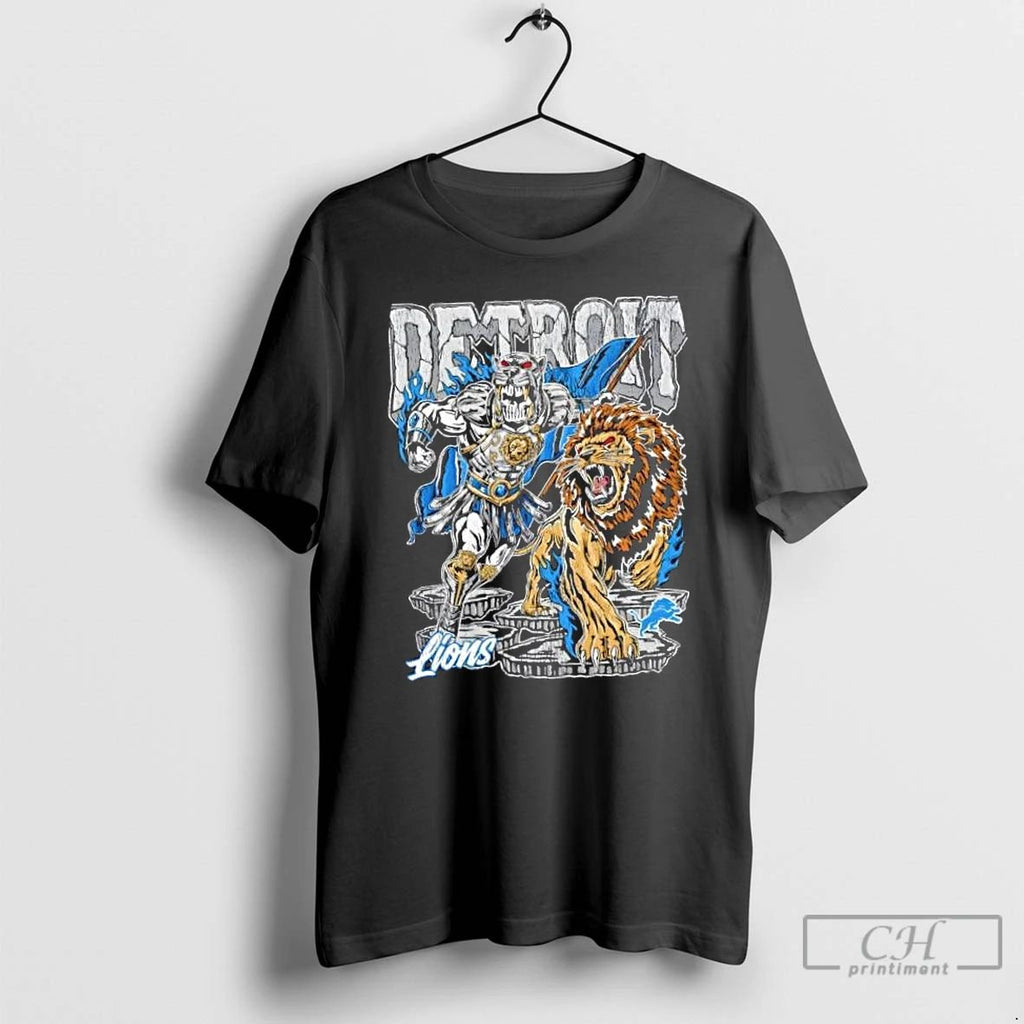 Classic Detroit Lions Gladiator Football Fire Graphic T Shirts Unisex