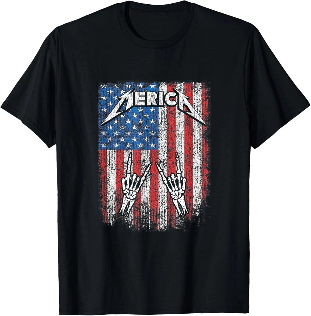 Rock Sign Heavy Metal Fourth of July USA Flag Merica Unisex Unisex
