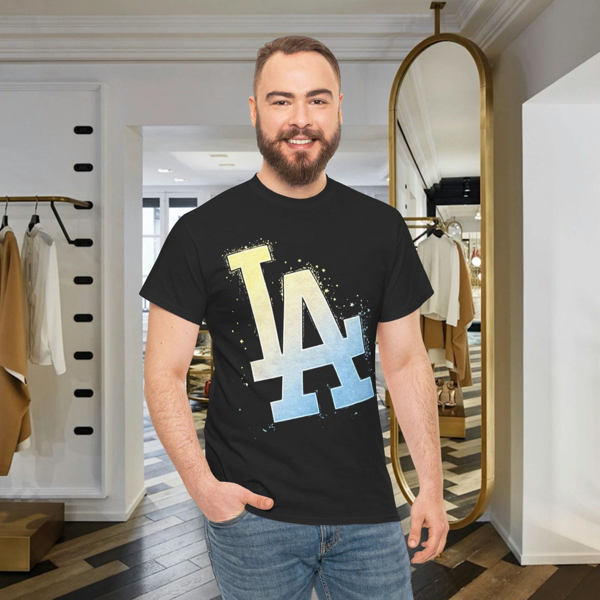 LA City Sparkle Gradient Starburst Los Angeles Urban Graphic Tee Unisex