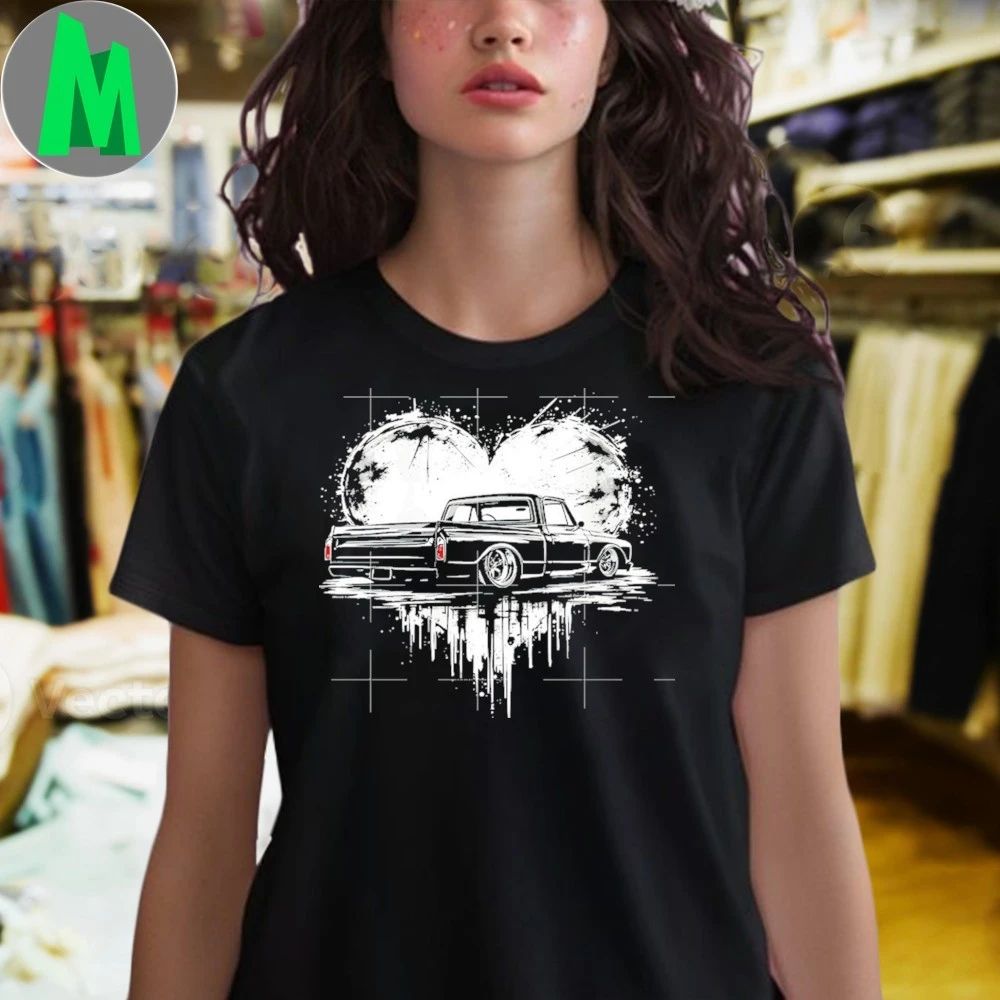 C10 Truck 67 72 Valentine Chevy C10 Rearview Heart Shirt Unisex