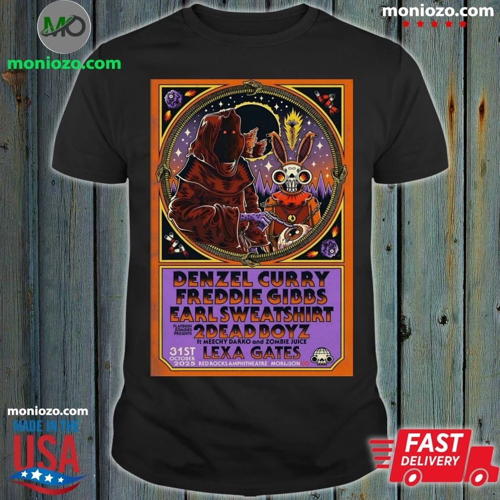 Denzel Curry And Freddie Gibbs With Earl 10 31 2025 Red Rocks Amphitheatre Poster Shirt – Best Gift for Music Fans