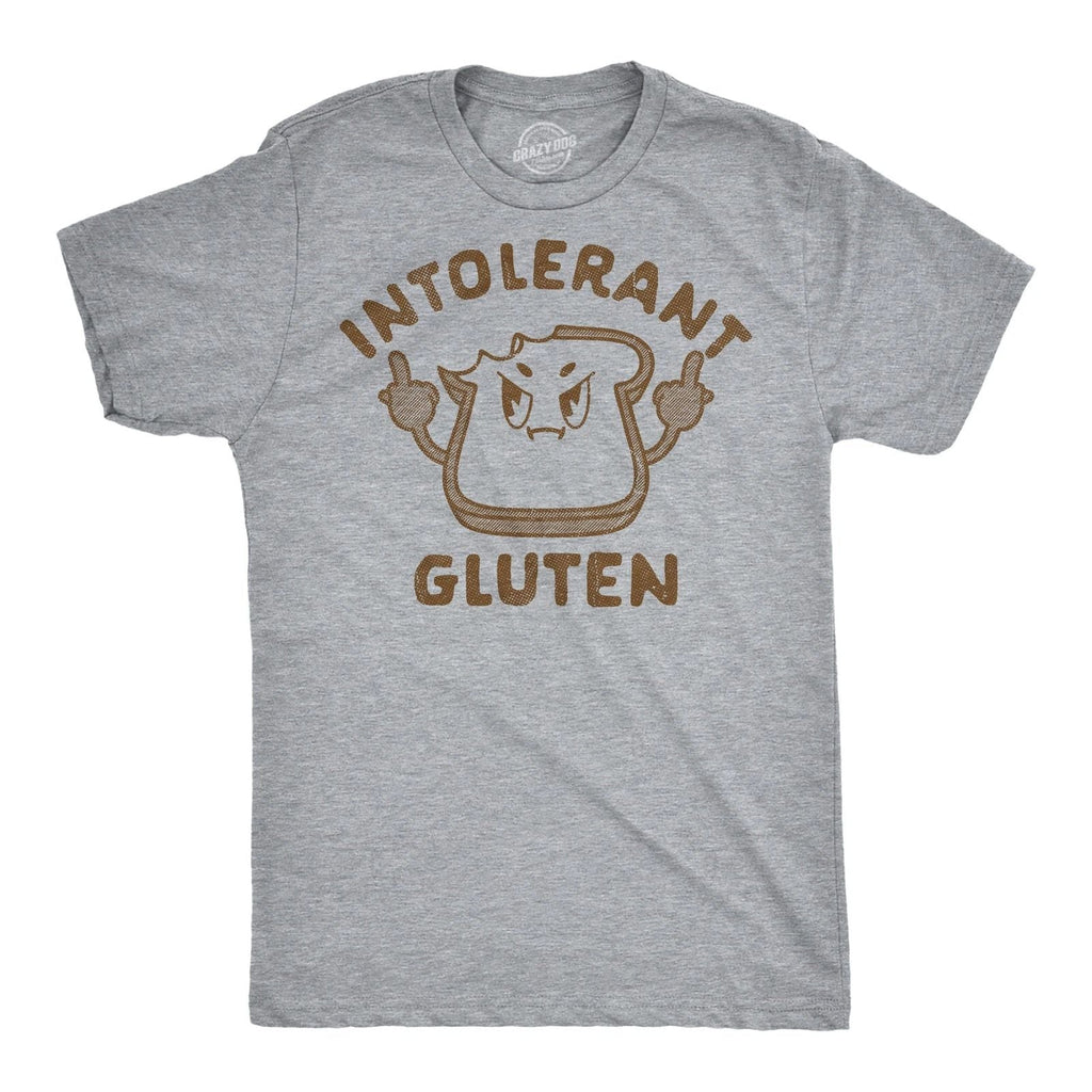 Mens Funny T Shirts Intolerant Gluten Sarcastic Food Graphic Novelty Tee for Men Unisex
