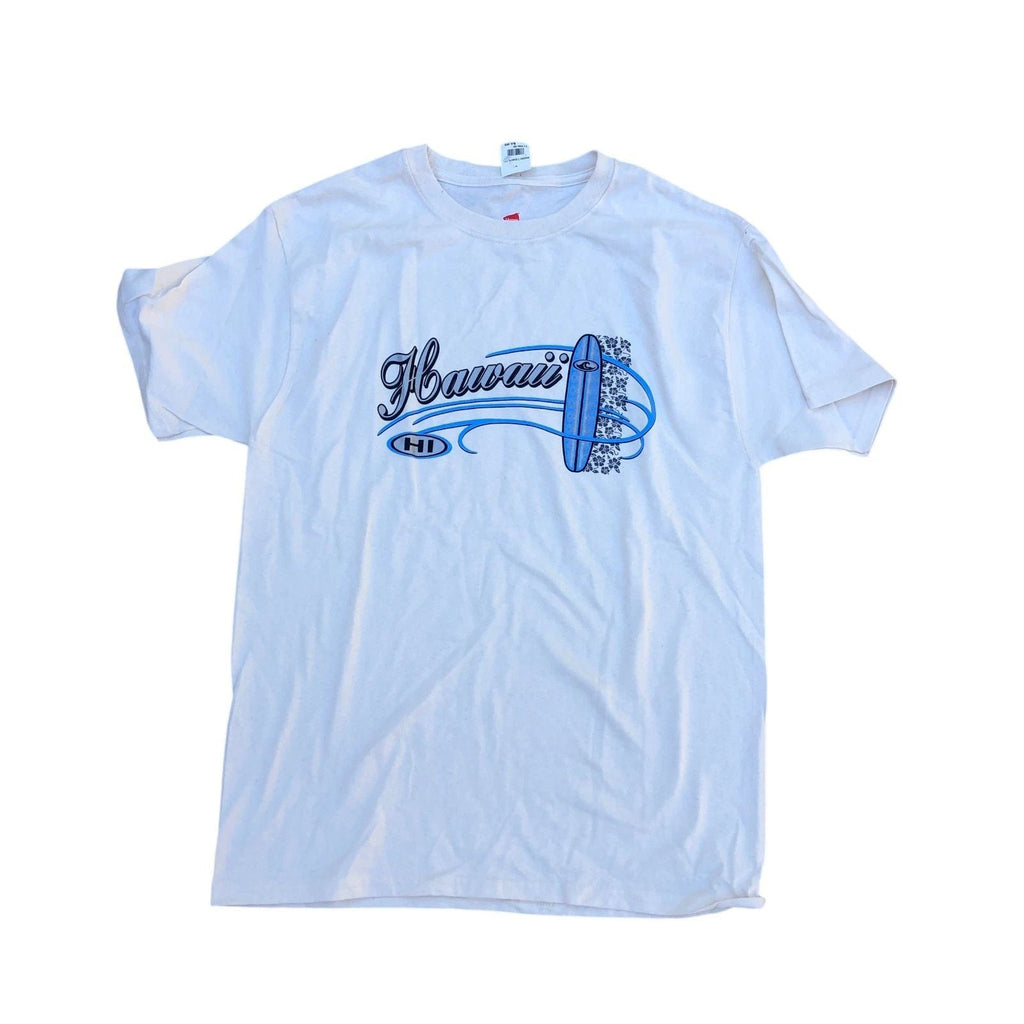 HANES Hawaii Surfboard T Shirt Men's MED White Short Sleeve Crew BRAND NEW Unisex