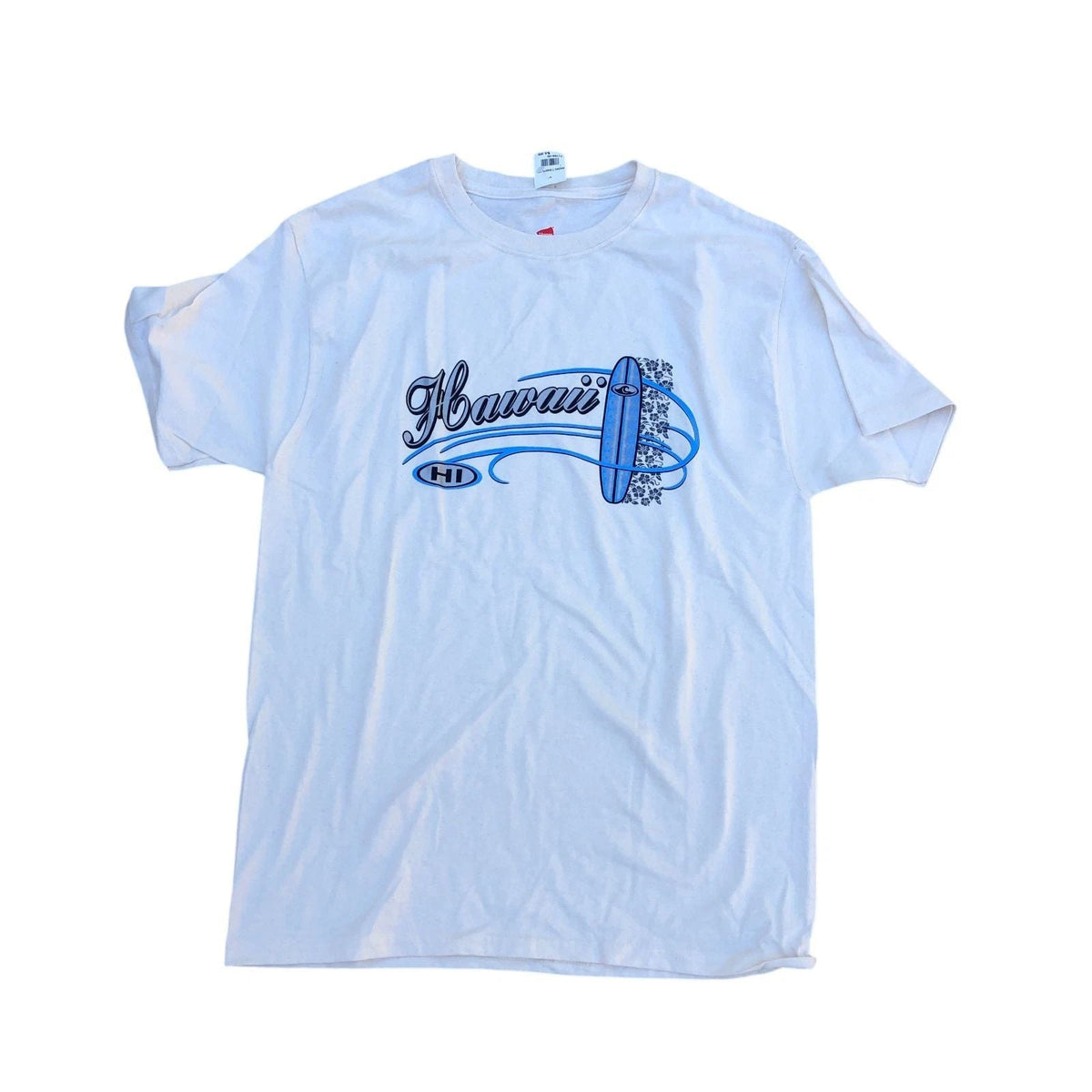 HANES Hawaii Surfboard T Shirt Men's MED White Short Sleeve Crew BRAND NEW Unisex