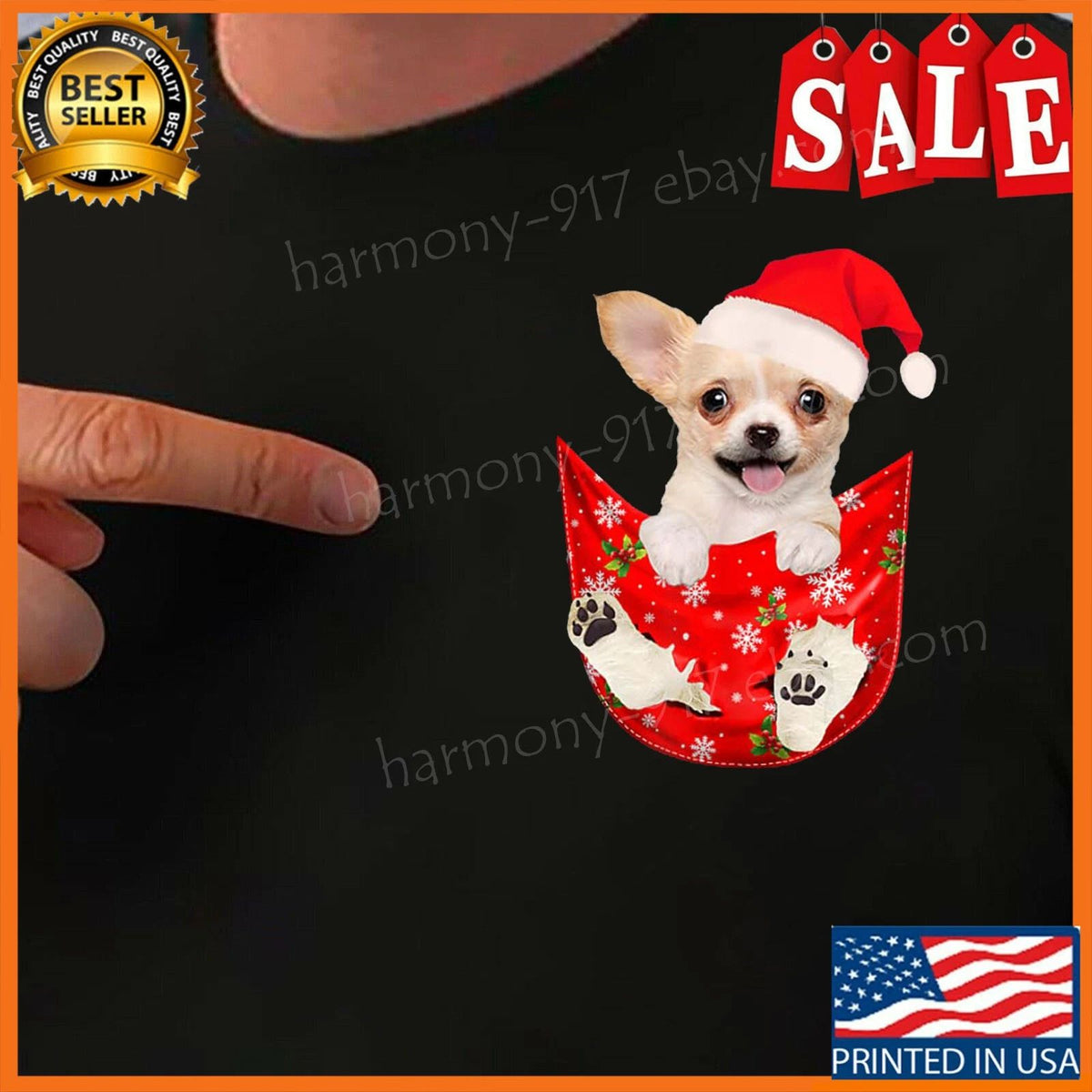 Funny Chihuahua dog Christmas Pocket for Chihuahua Lovers g Unisex