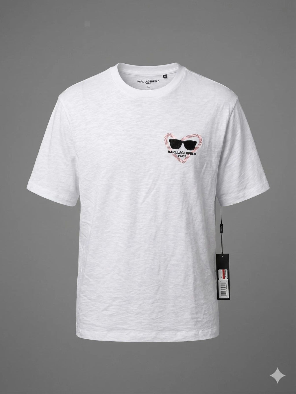 KARL LAGERFELD Solid White Graphic Cotton Lightweight Regular Fit S Unisex