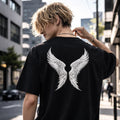 Dark Angel Wings Men Black Gothic Streetwear Back Print Graphic Tee Unisex