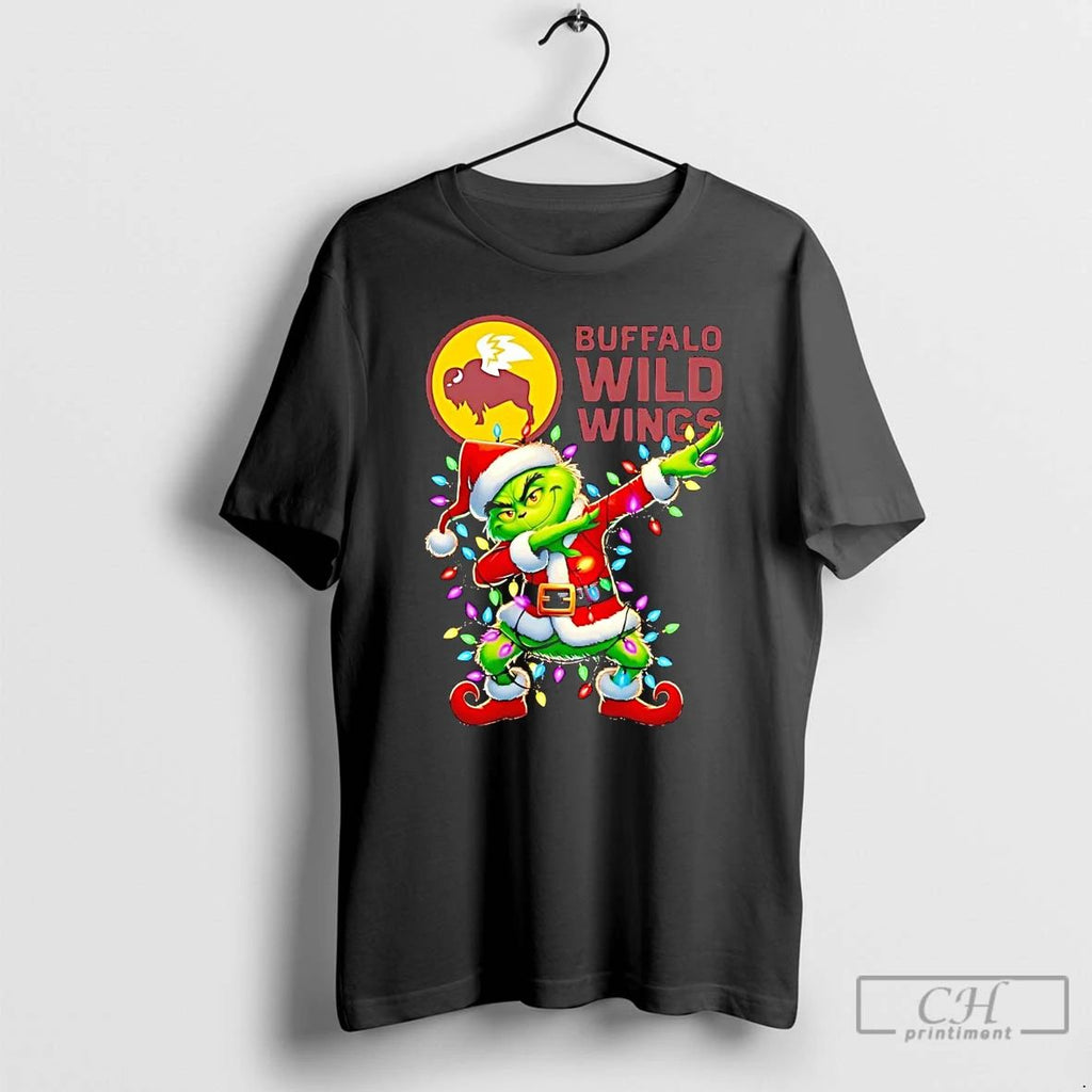 Classic Santa Grinch Dabbing Buffalo Wild Wings Christmas Light T Shirts Unisex