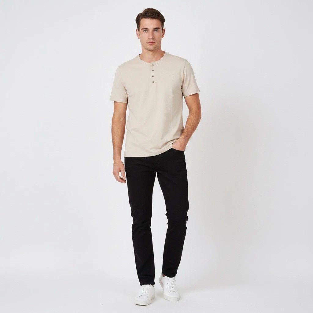 Eddie Bauer Men's Classic Fit Short Sleeve Soft Henley Large Khaki Unisex