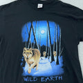 Vintage Wild Earth Wolf Mens L/XL Nature Human-i-Tees Moon Forest 90s Unisex