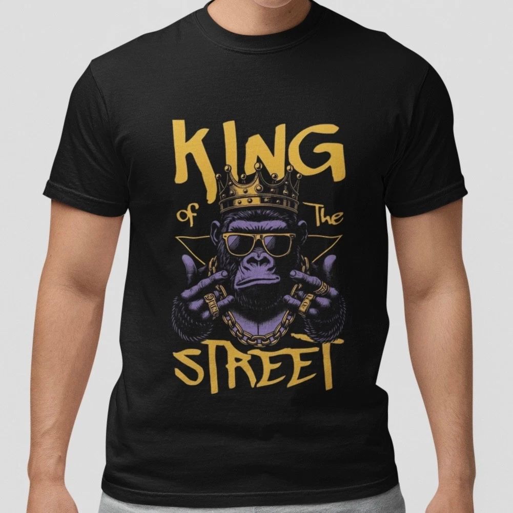 King of The Street Gorilla Graphic Tee Hip Hop Style Urban Streetwear Unisex Top Unisex