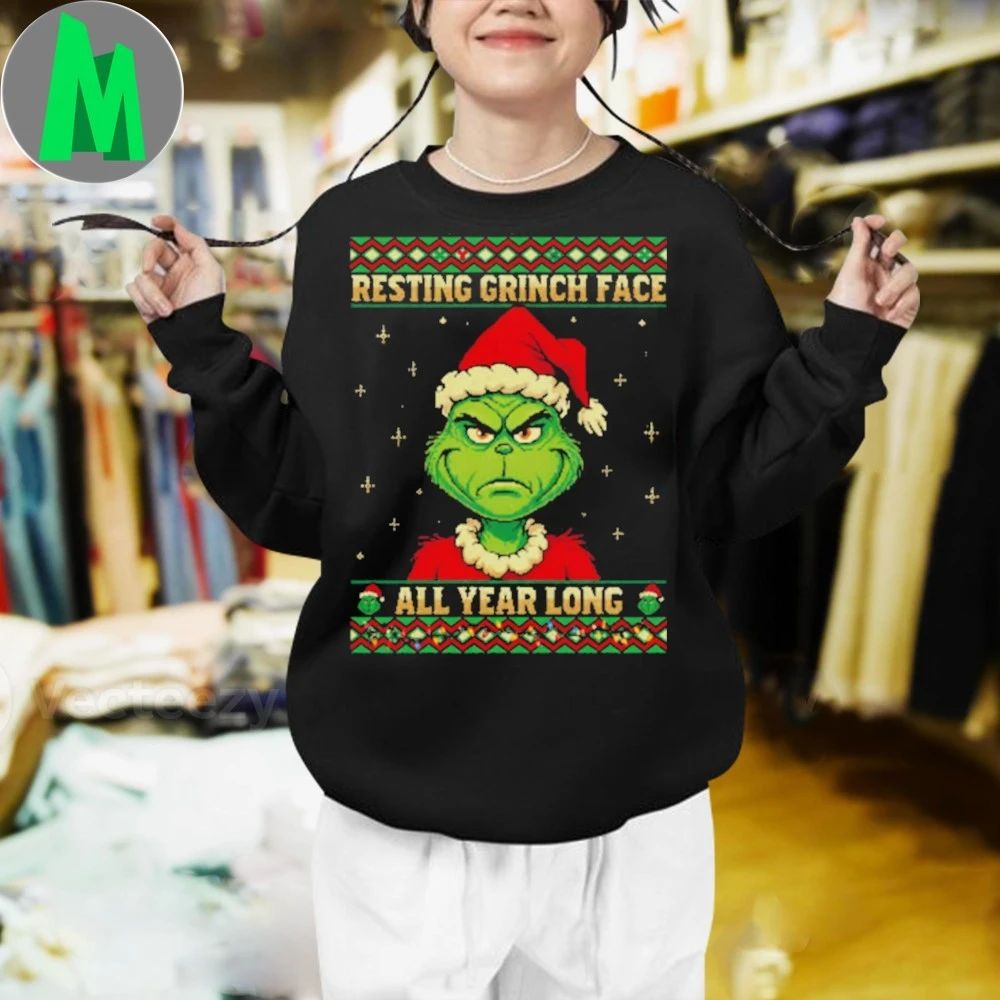 Resting Grinch Face All Year Holiday Knit Unisex