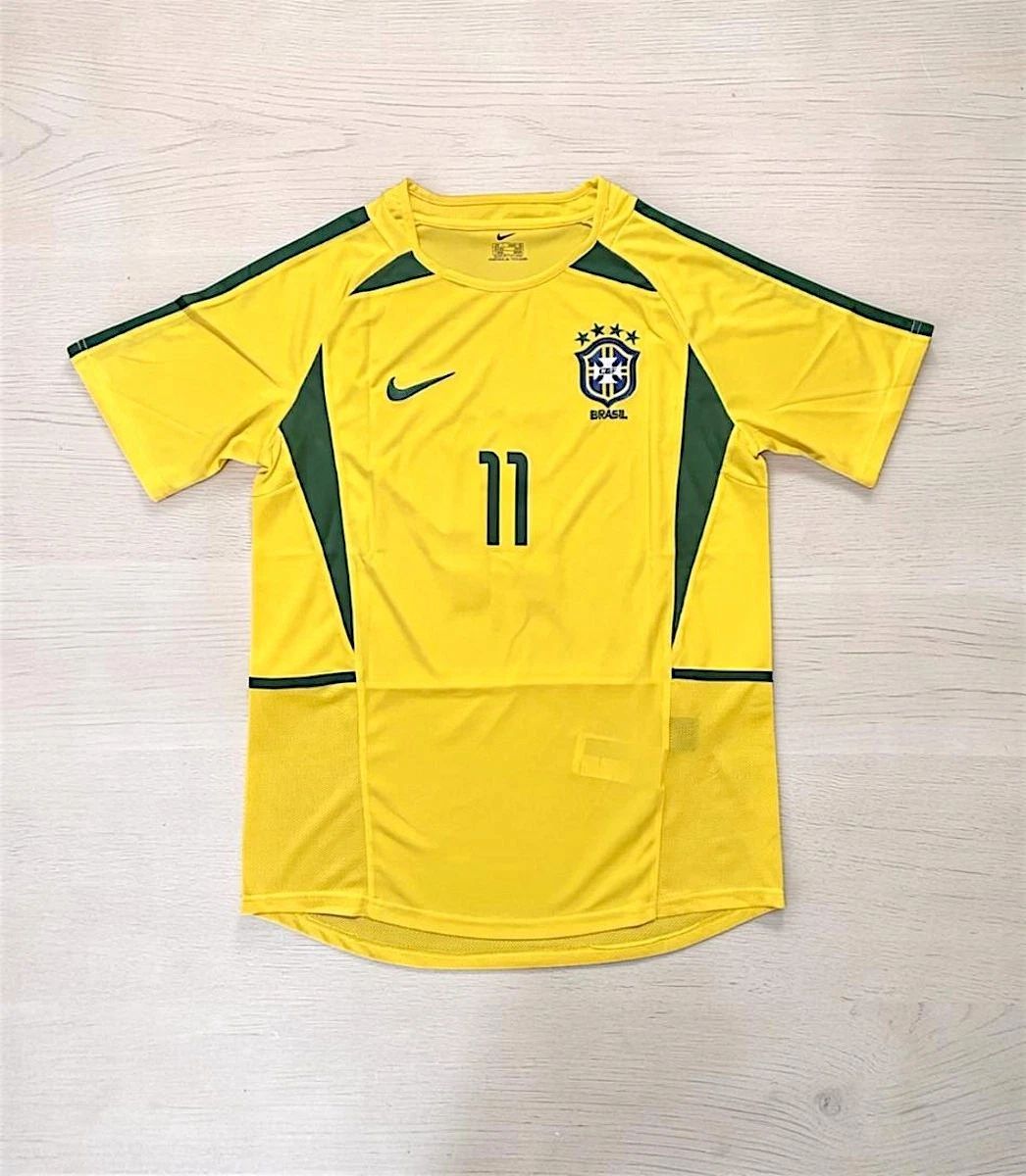 Retro Brazil 2002 World Cup Home Jersey Ronaldinho #11 Unisex
