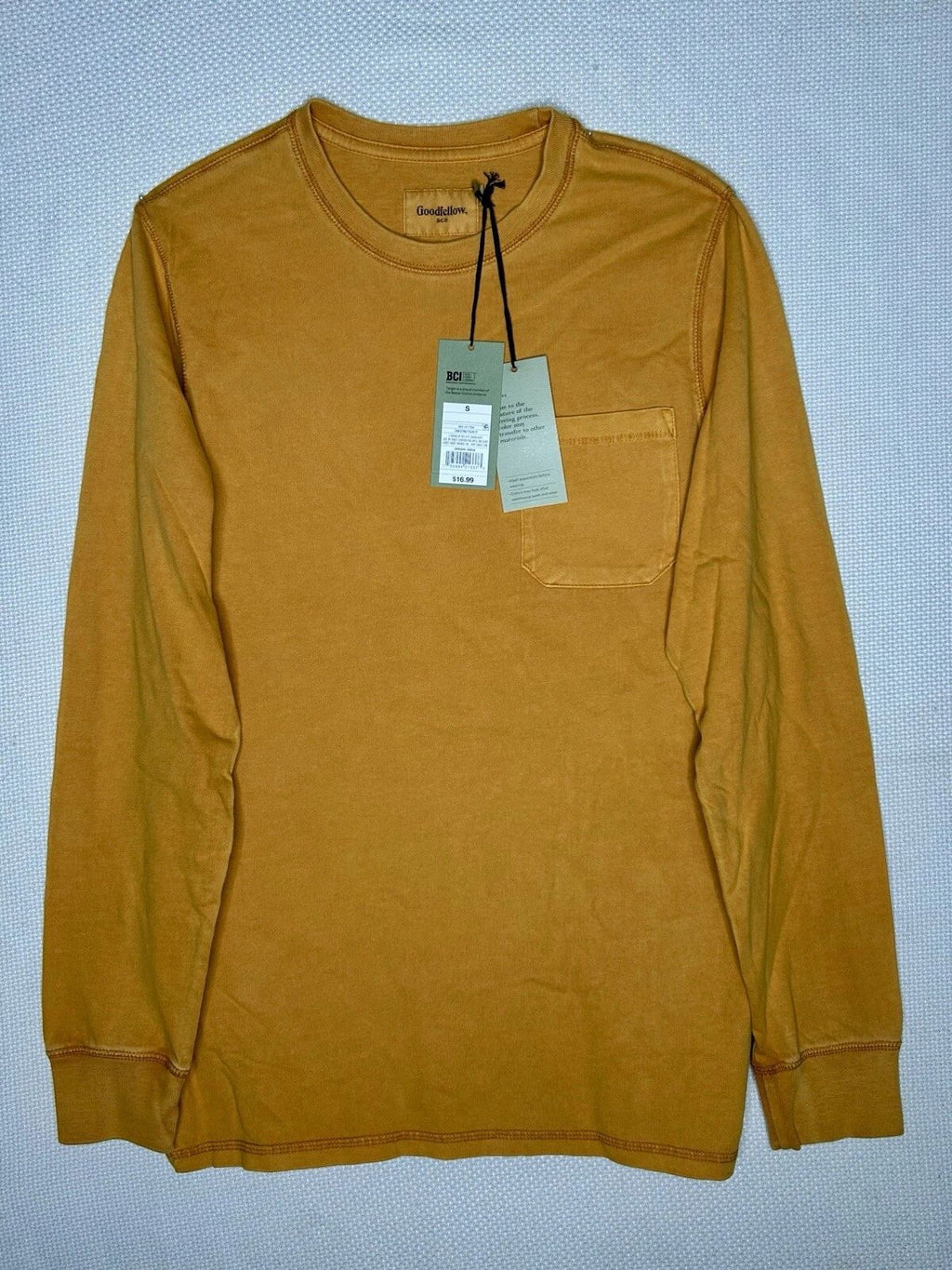 Goodfellow & Co Mens Long Sleeve Gold Mustard Passion Shirt Size Small NWT Unisex