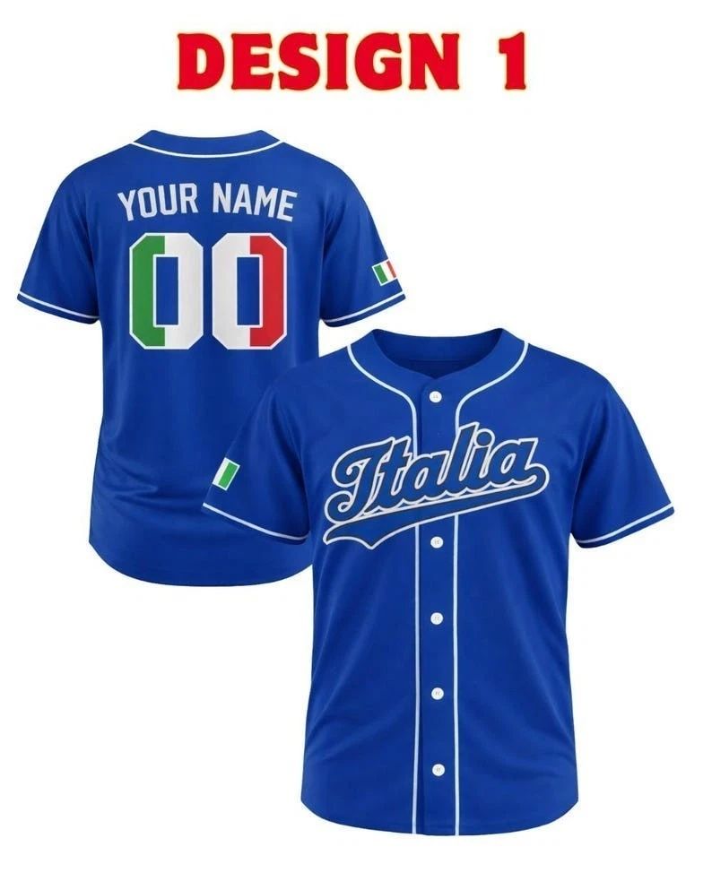 Italy Baseball Jersey Custom Name Number Flag Unisex Fan Shirt Gift S-5XL Unisex