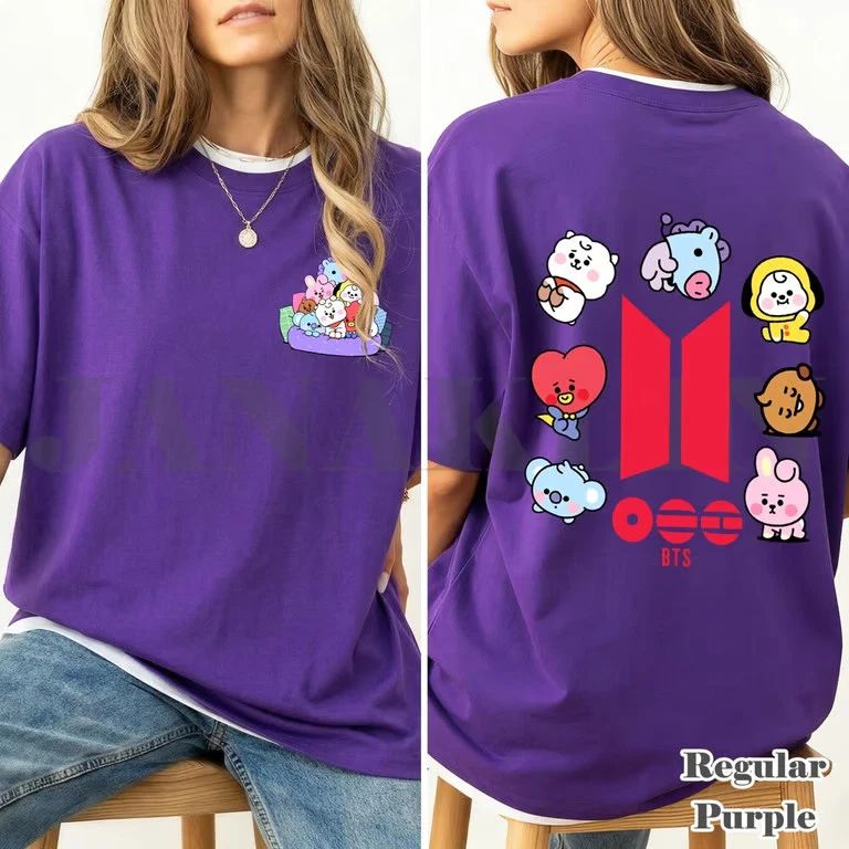 BTS World Tour Concert 2026 Graphic Tee, BT21 Army Cute Character Shirt, Bangta Unisex
