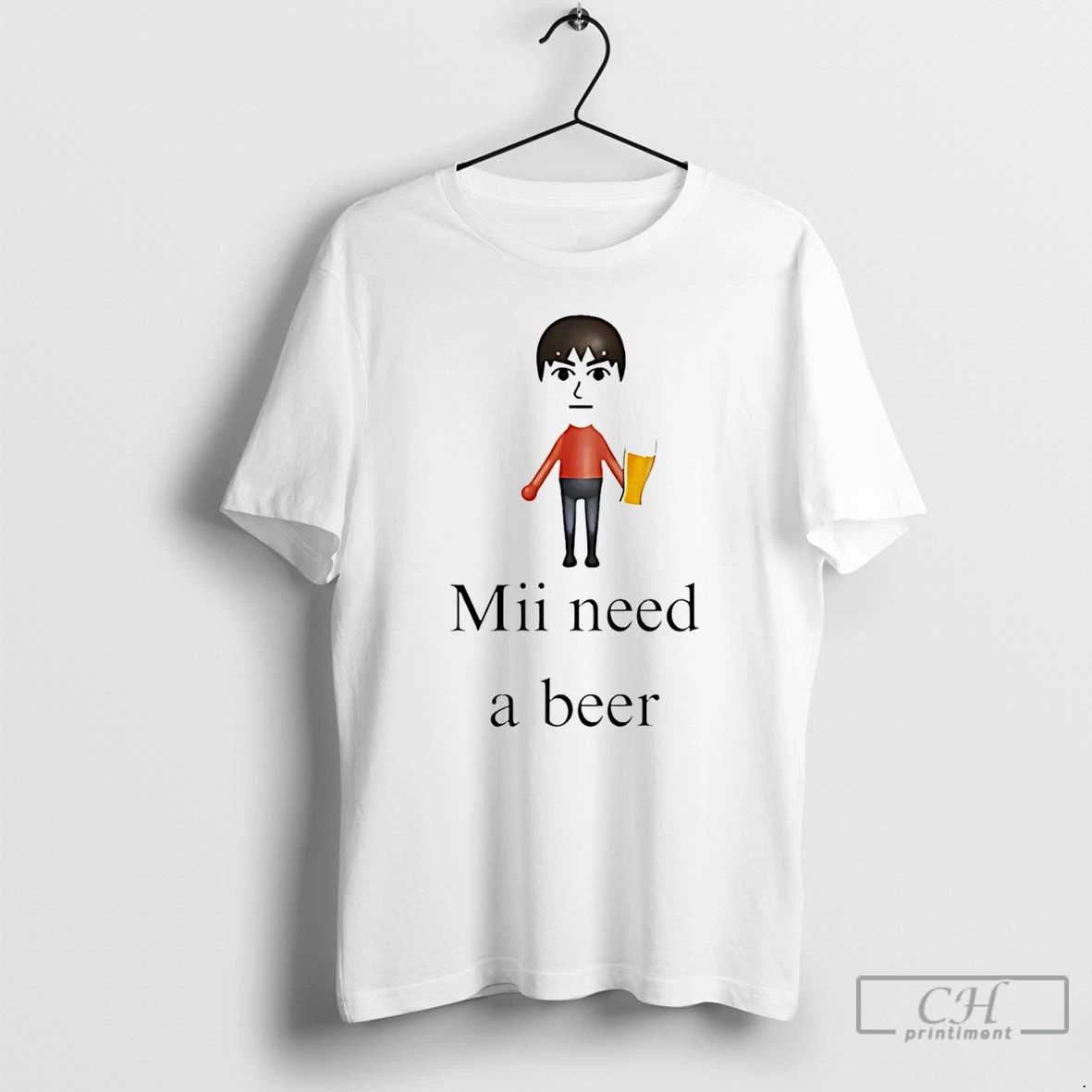 Premium Mii Need A Beer Cartoon T Shirts Unisex