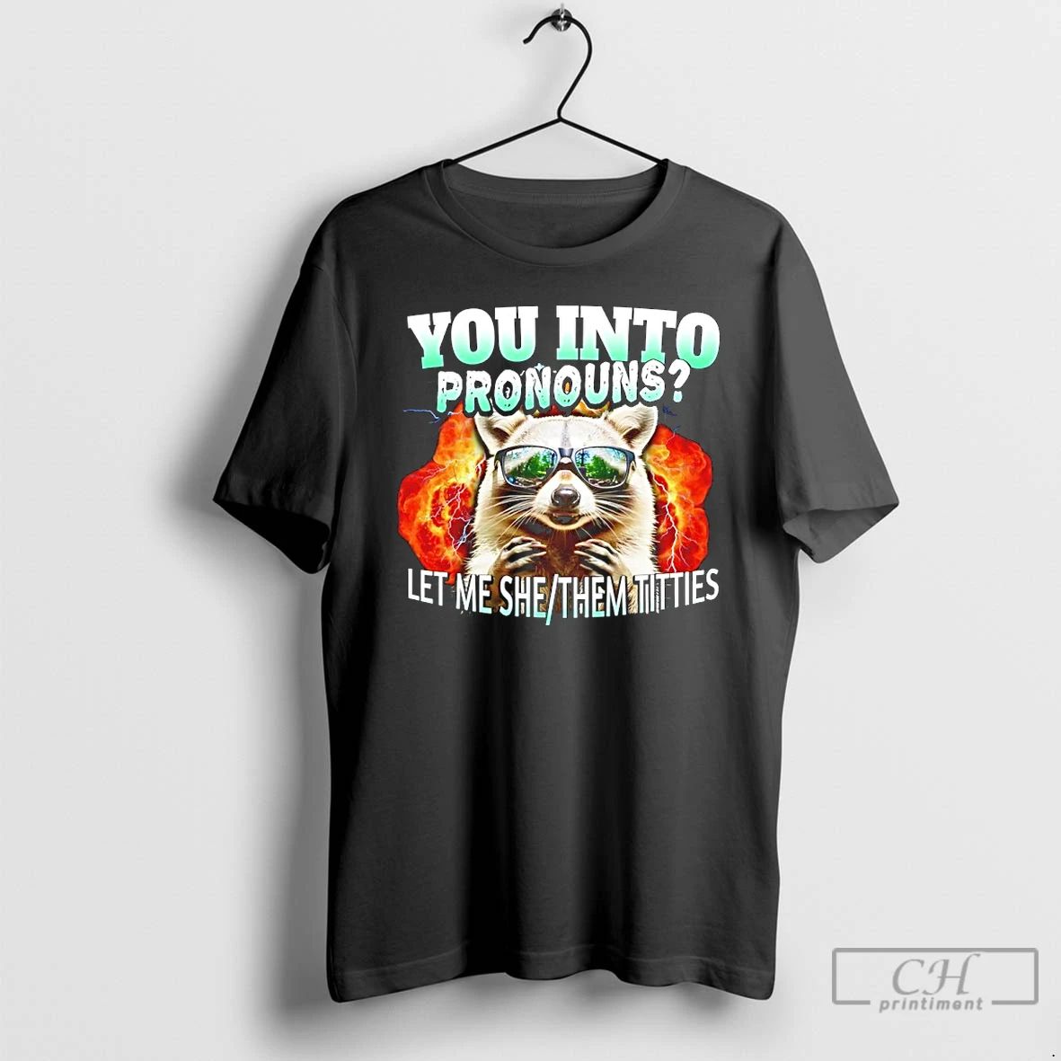 Classic Raccoon You Into Pronouns Let Me She Them Titties T Shirts Unisex