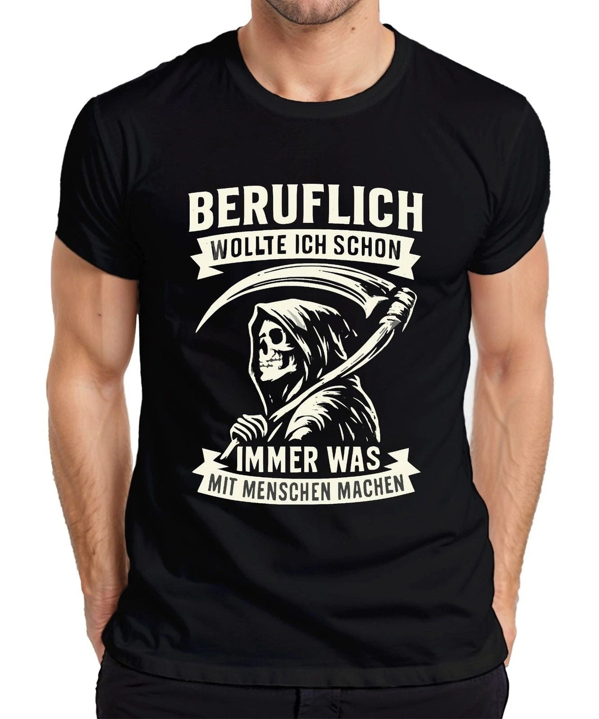 Always wanted to do something with people Grim Reaper humor gothic retr mens t shirt Unisex
