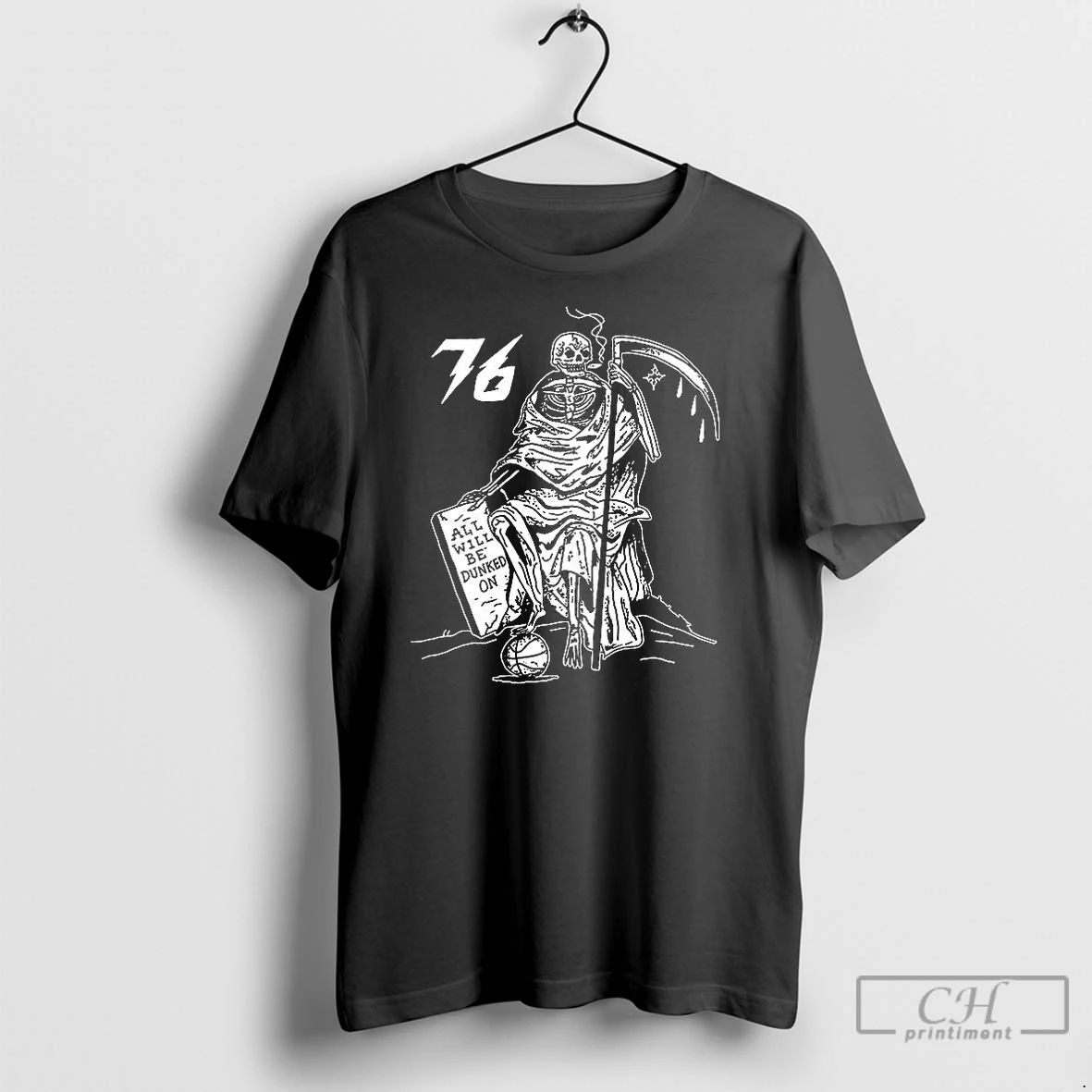 Premium Philadelphia 76ers Basketball Grim Reaper All Will Be Dunked On Unisex