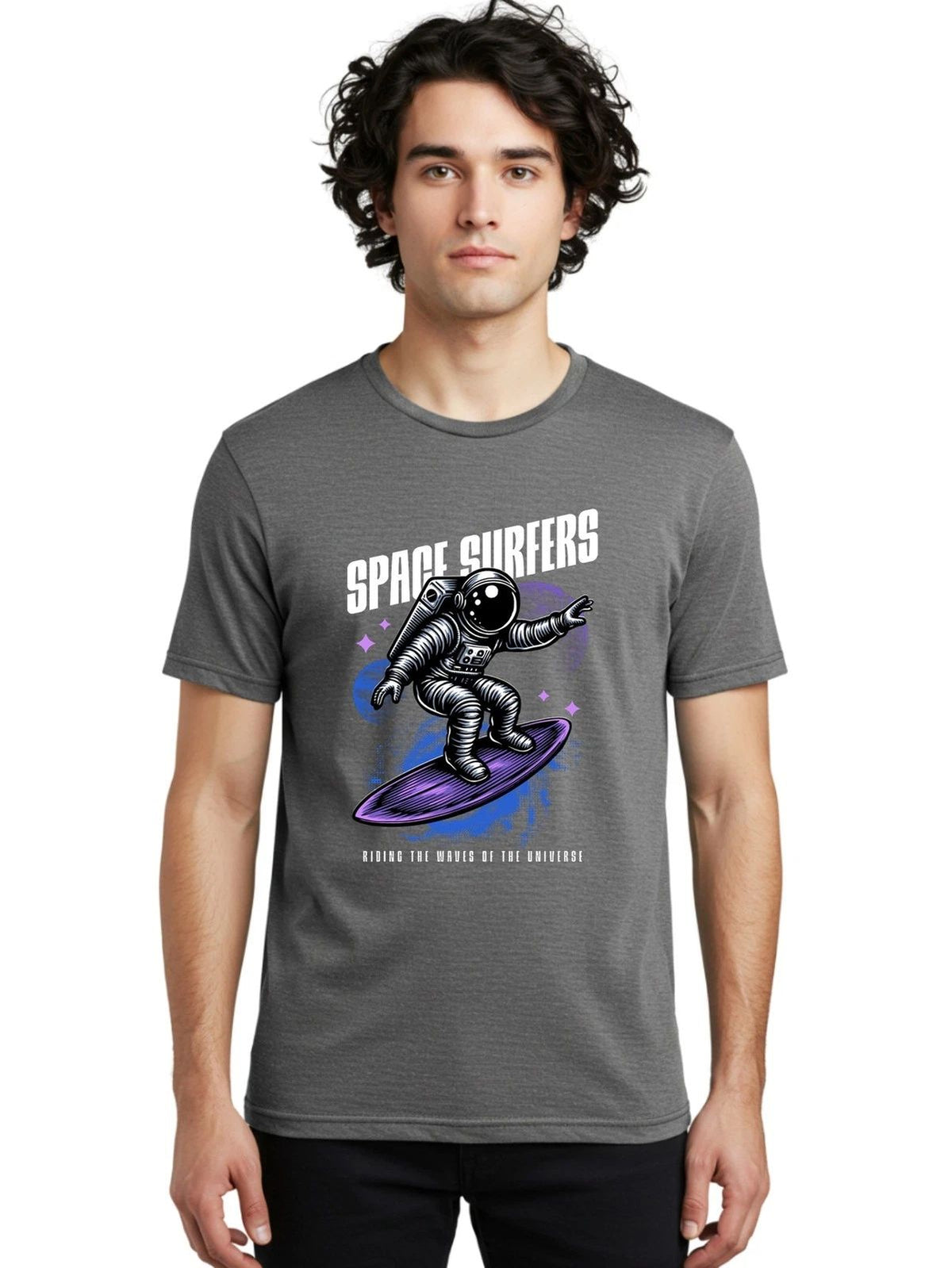 Space-Surfers Mens Graphic Tee,100% Cotton,Casual Summer Wear Unisex