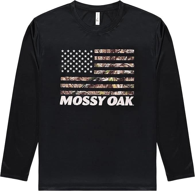 Mossy Oak Patriotic Flag Graphic Long Sleeve Polyester Performance Unisex