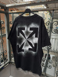 Virgil Abloh Off-White Short Sleeve Shirt Black Stencil Painted Arrows Men Small Unisex