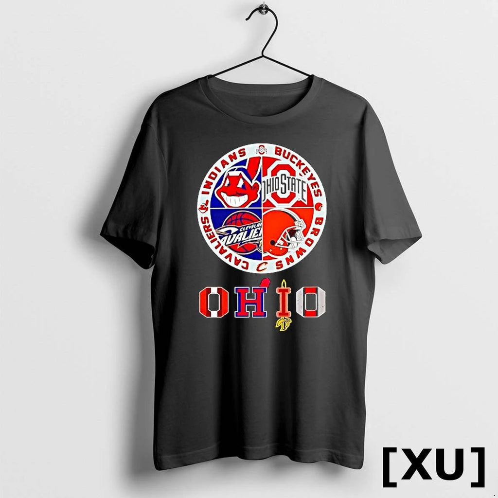 Ohio Sports Team Indians Buckeyes Browns And Cavaliers Circle Logo Tshirts Sweater Unisex
