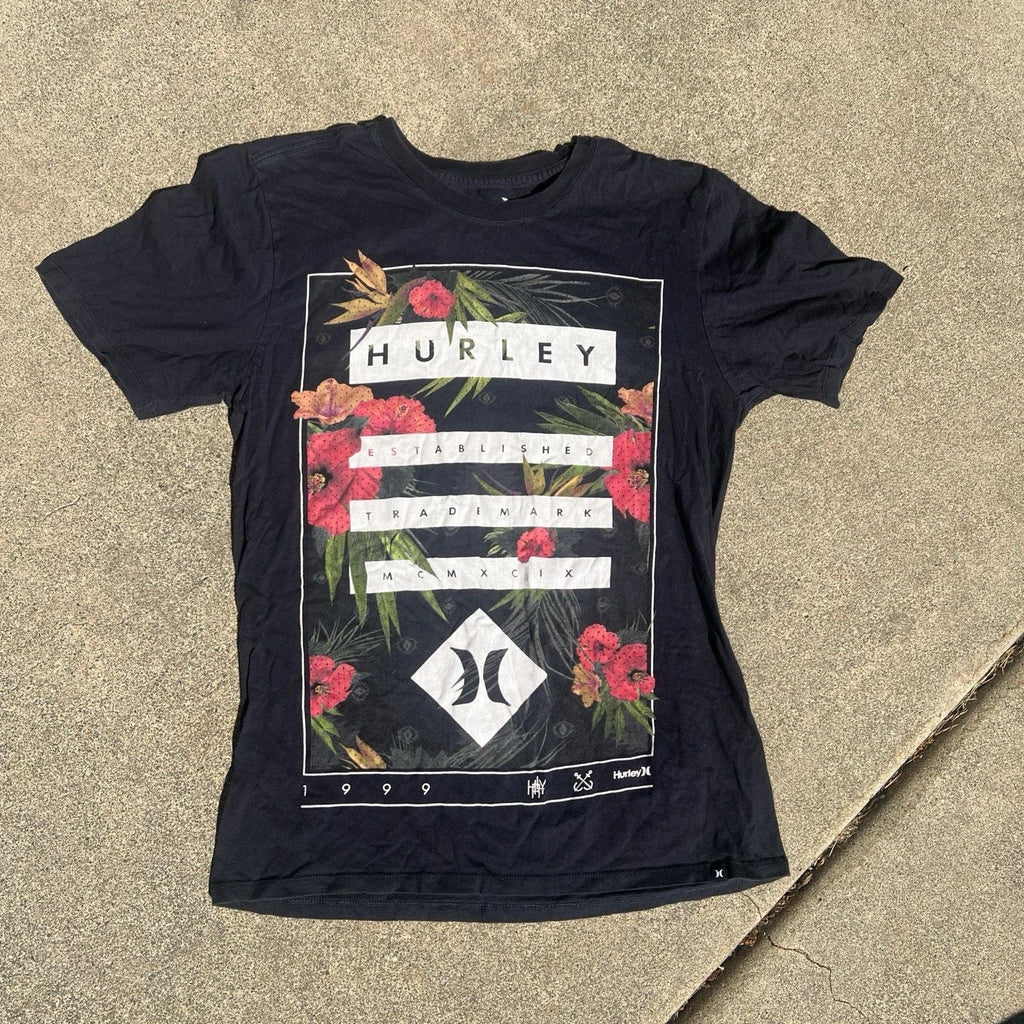 Hurley Men’s Tropical Logo Graphic Tee Shirt Size Small -Black Unisex