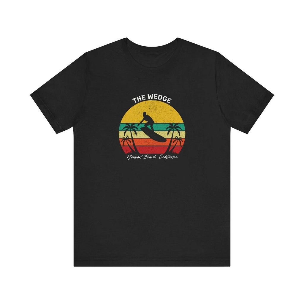 The Wedge Newport Beach CA Surf Retro Sunset Surfer Men's Tee Unisex
