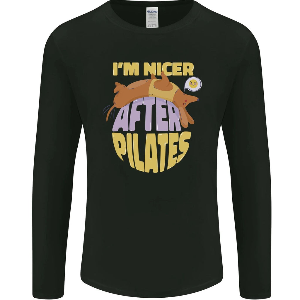 Nicer After Pilates Funny Yoga Dog Mens Long Sleeve Unisex