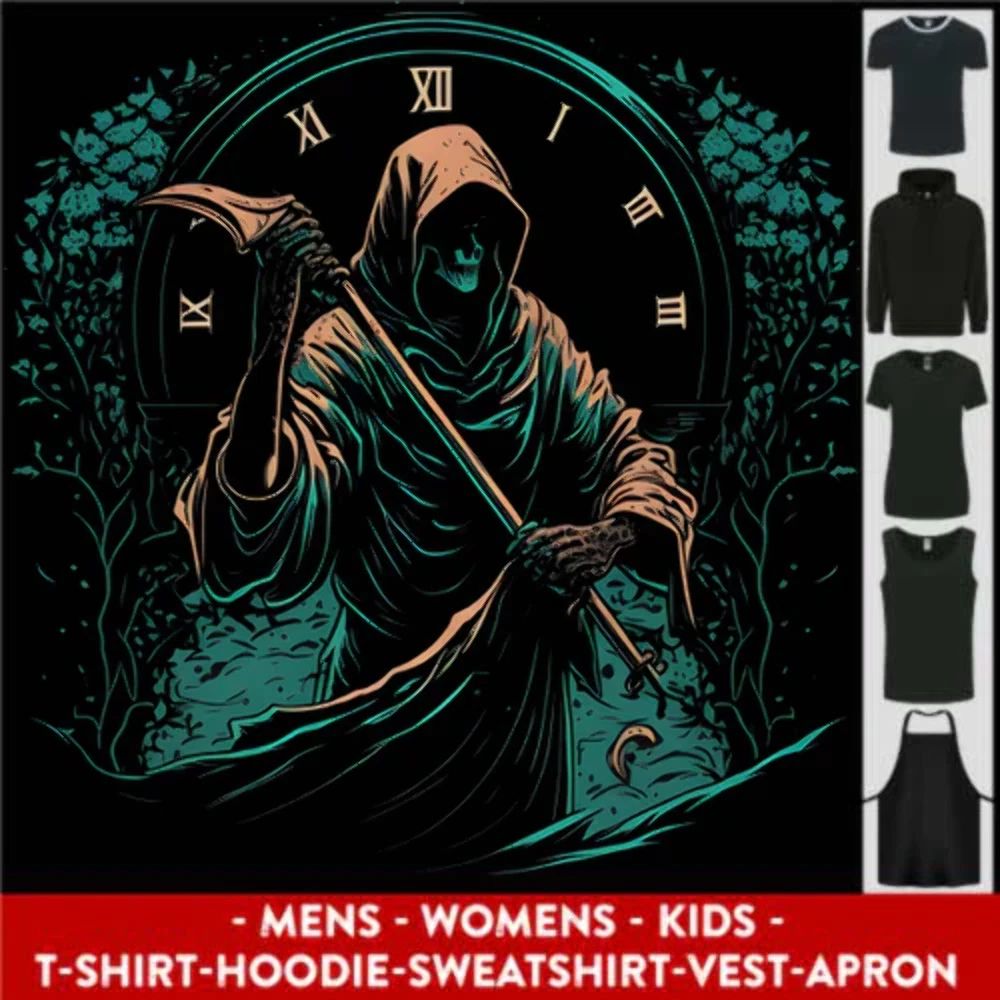Grim Reaper Time Skull Death Gothic Mens Womens Kids Unisex Unisex