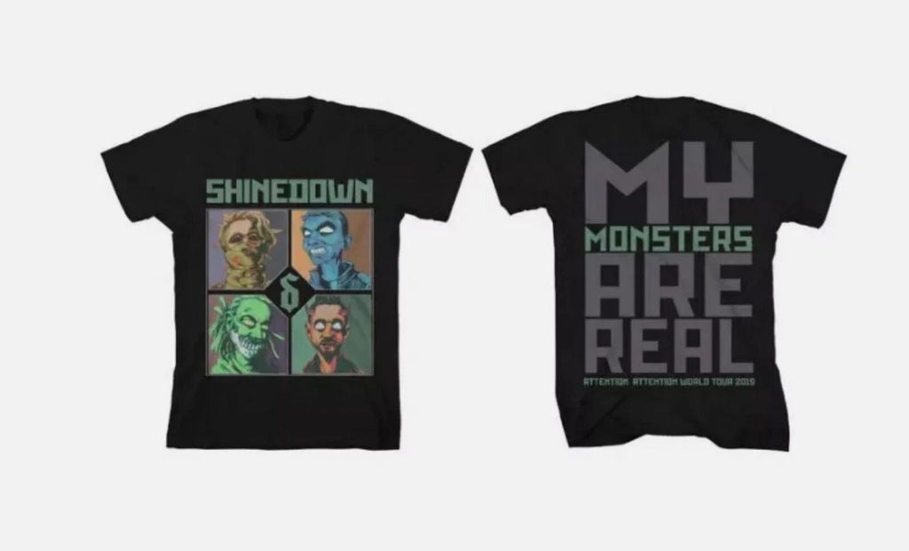 2 sides Shinedown My Monsters Are R Attention Shirt Black Unisex Unisex