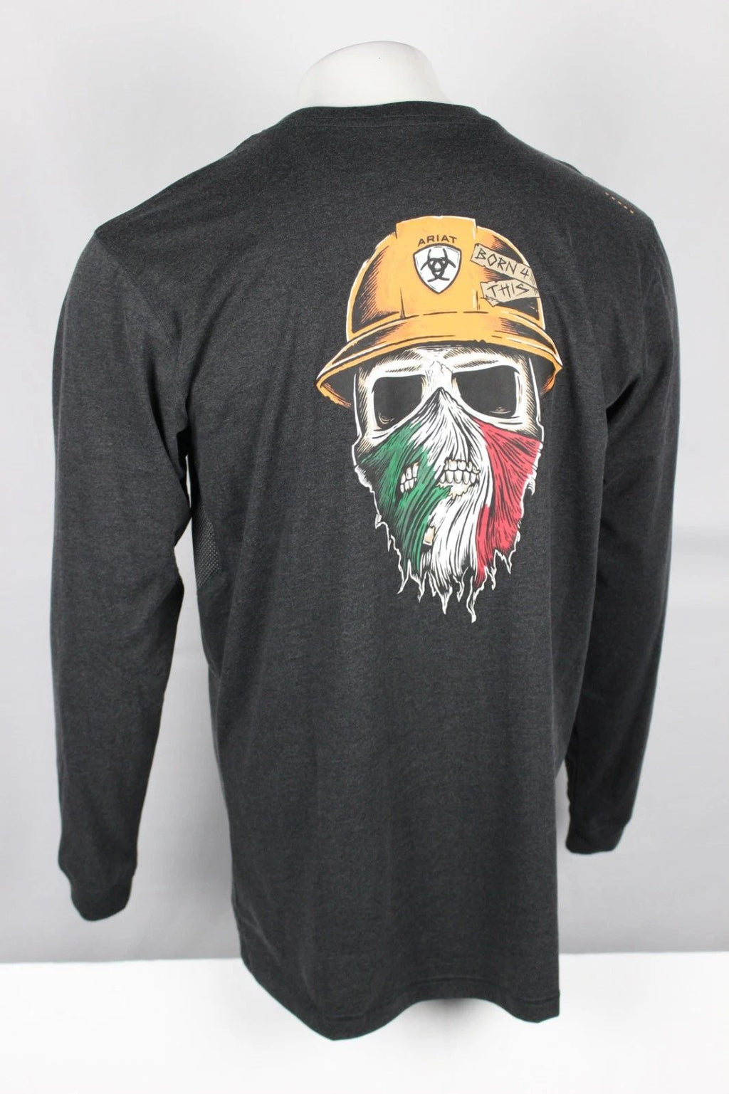 Ariat Men's Rebar Workman Born For This T Shirt Long Sleeve Charcoal Mexico Unisex