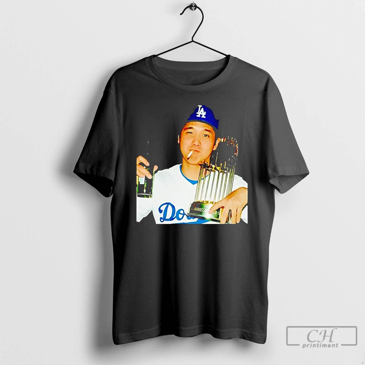Classic Shohei Ohtani Smoking Trophy 2025 Dodgers Champion T Shirts Unisex