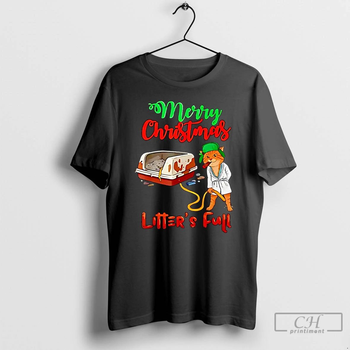 Premium Merry Christmas Litters Full Cat Lovers Funny Christmas T Shirts Unisex